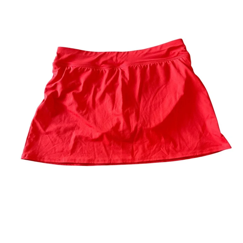 Lands' End Tummy Slimming Swim Skirt Built-in Brief Size 6‎ Red Swimwear Stretch
